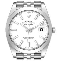 Rolex Datejust White Dial Smooth Bezel Steel Mens Watch 126300 Unworn