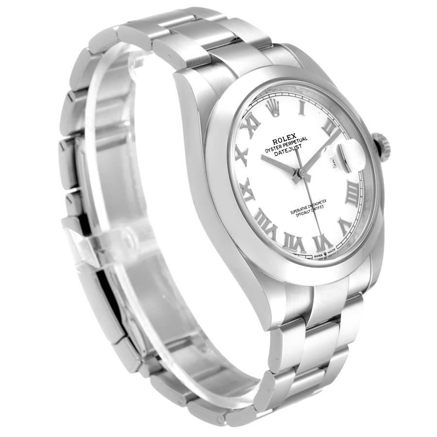 Rolex Datejust 41 White Dial Stainless Steel Mens Watch 126300 Box Card In Excellent Condition For Sale In Atlanta, GA