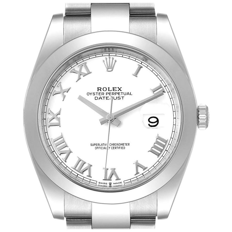 Rolex Datejust 41 White Dial Stainless Steel Mens Watch 126300 Box Card For Sale