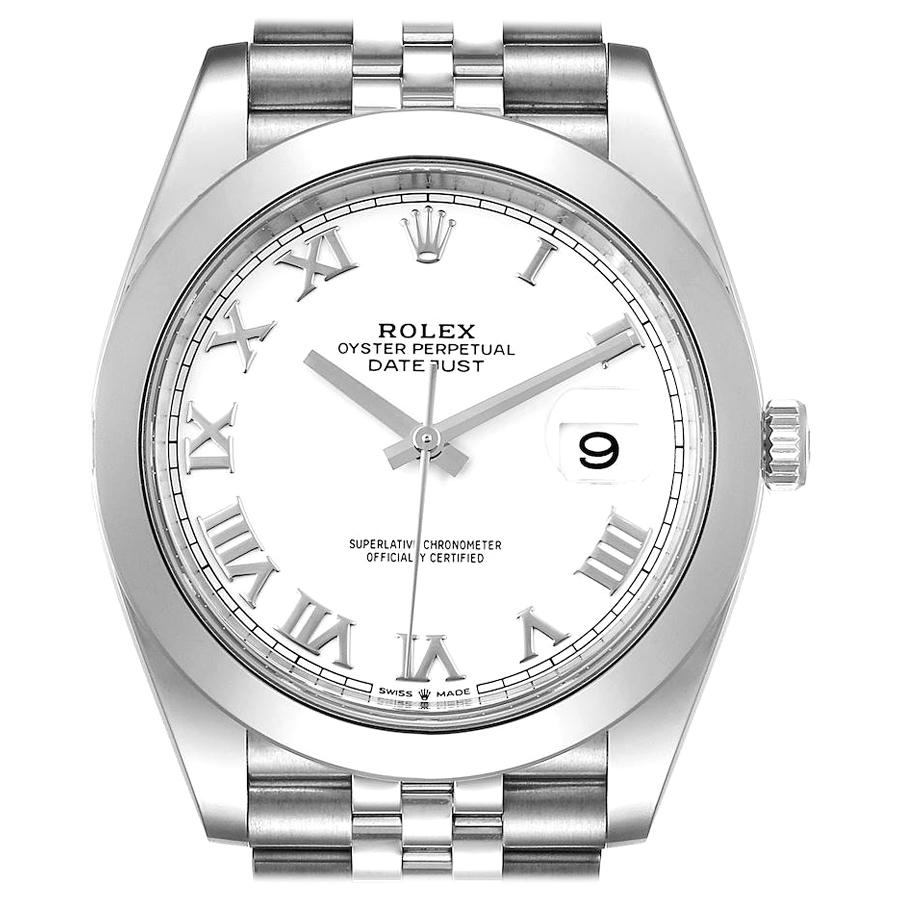 Rolex Datejust 41 White Dial Steel Men's Watch 126300 Box Card For Sale