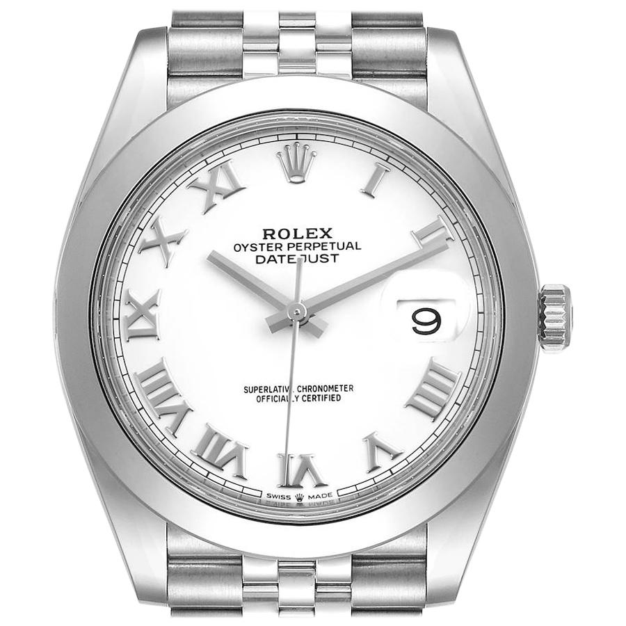 Rolex Datejust 41 White Dial Steel Men's Watch 126300 Box Card Unworn For Sale