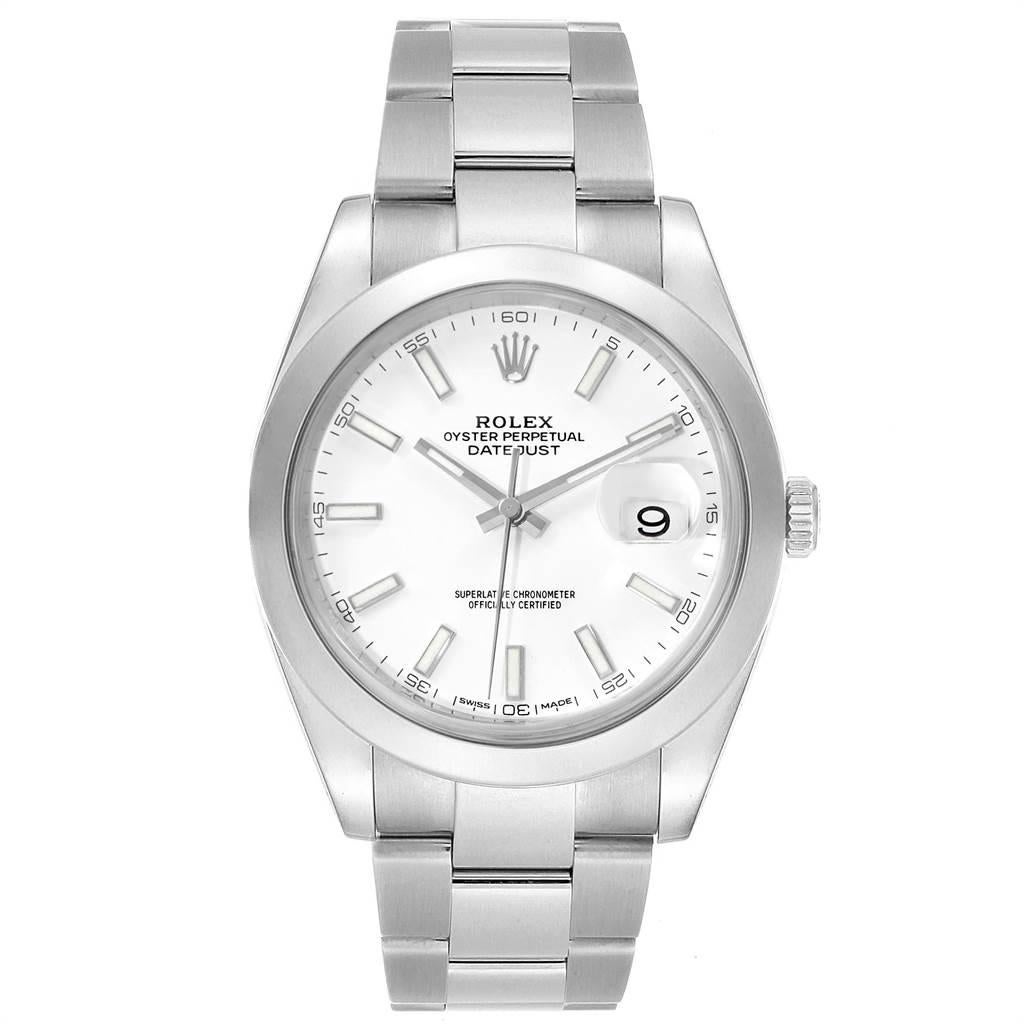 Rolex Datejust 41 White Dial Steel Men’s Watch 126300 Box Papers In Excellent Condition In Atlanta, GA
