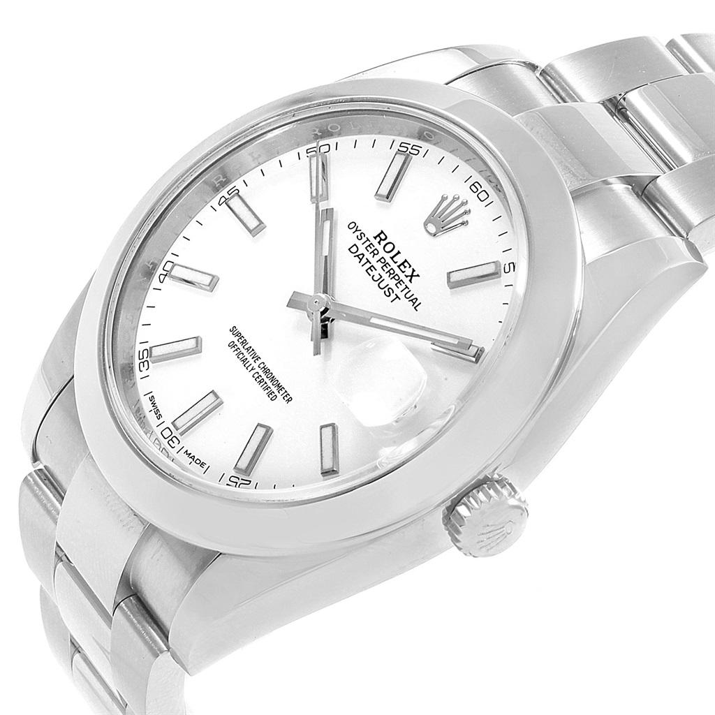 Rolex Datejust 41 White Dial Steel Men's Watch 126300 Box Papers For Sale 1
