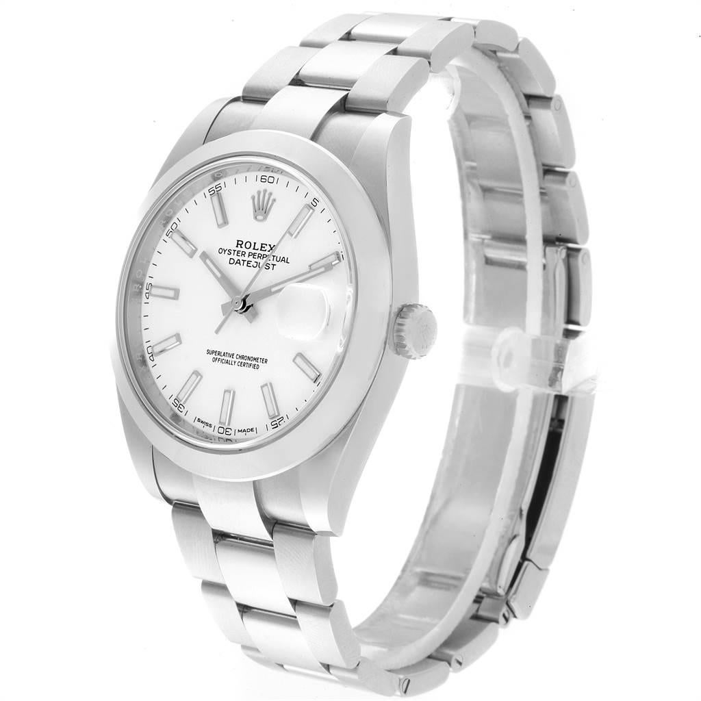 Men's Rolex Datejust 41 White Dial Steel Men’s Watch 126300 Box Papers