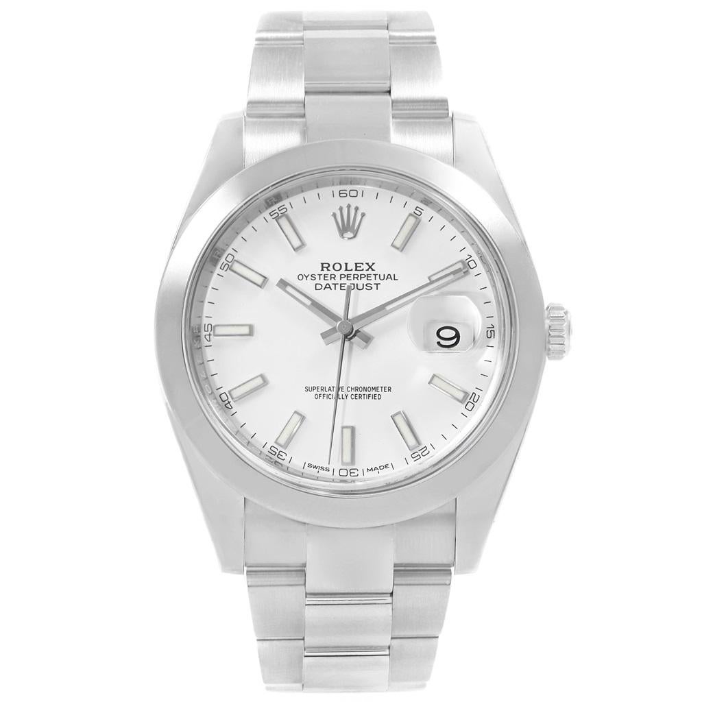 Rolex Datejust 41 White Dial Steel Men's Watch 126300 Box Papers For Sale 2