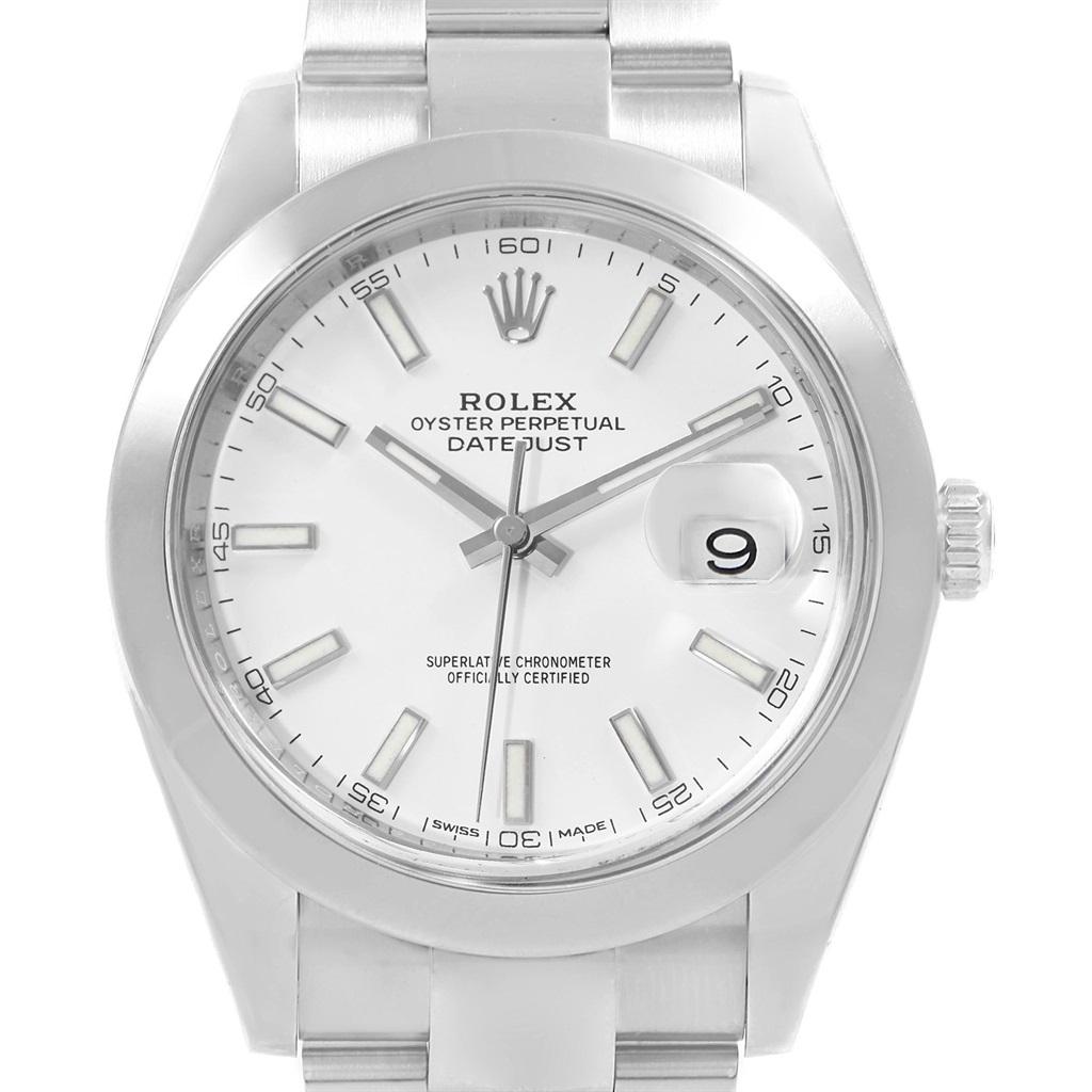 Rolex Datejust 41 White Dial Steel Men's Watch 126300 Box Papers For Sale 5
