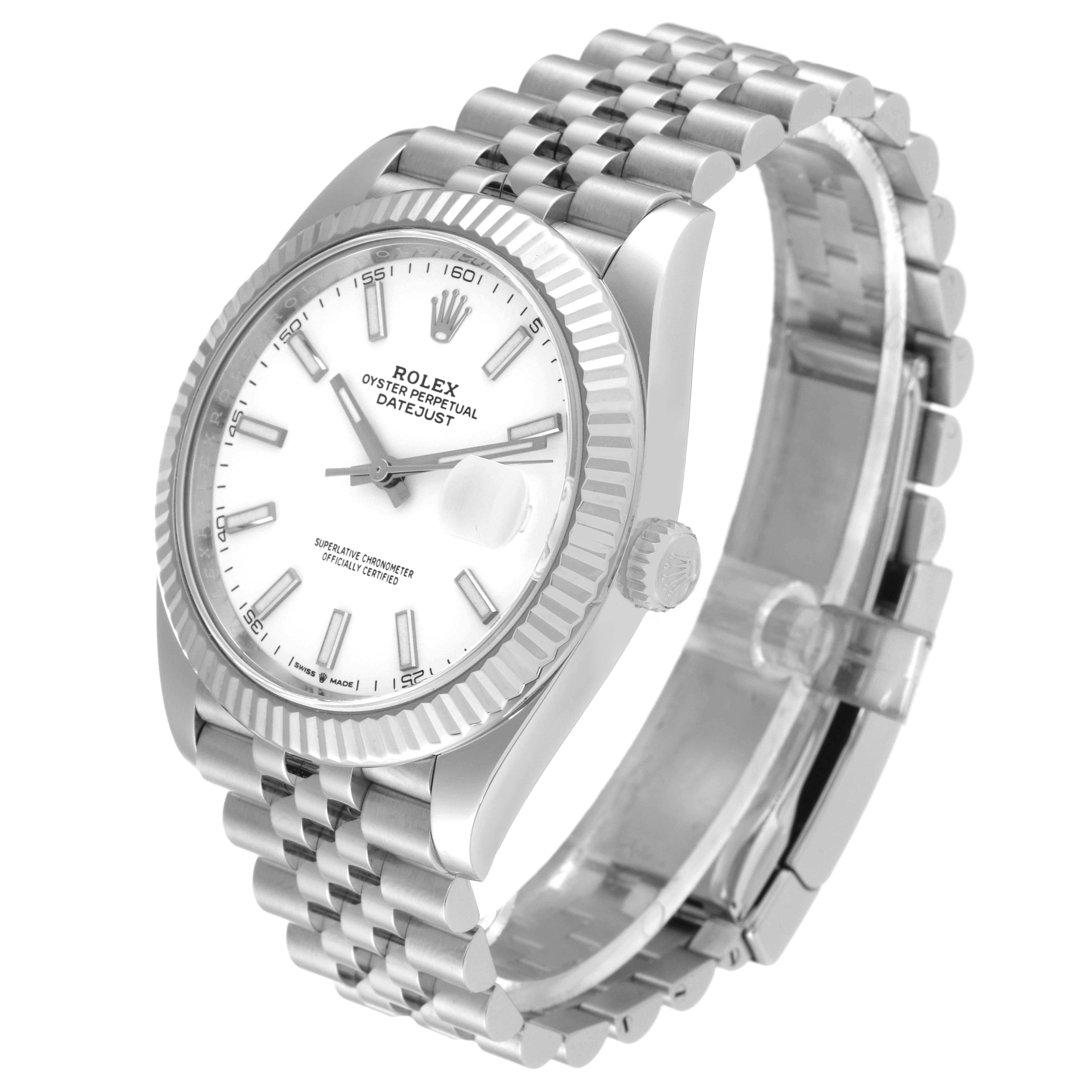 Men's Rolex Datejust 41 White Dial Steel Mens Watch 126334 Box Card For Sale