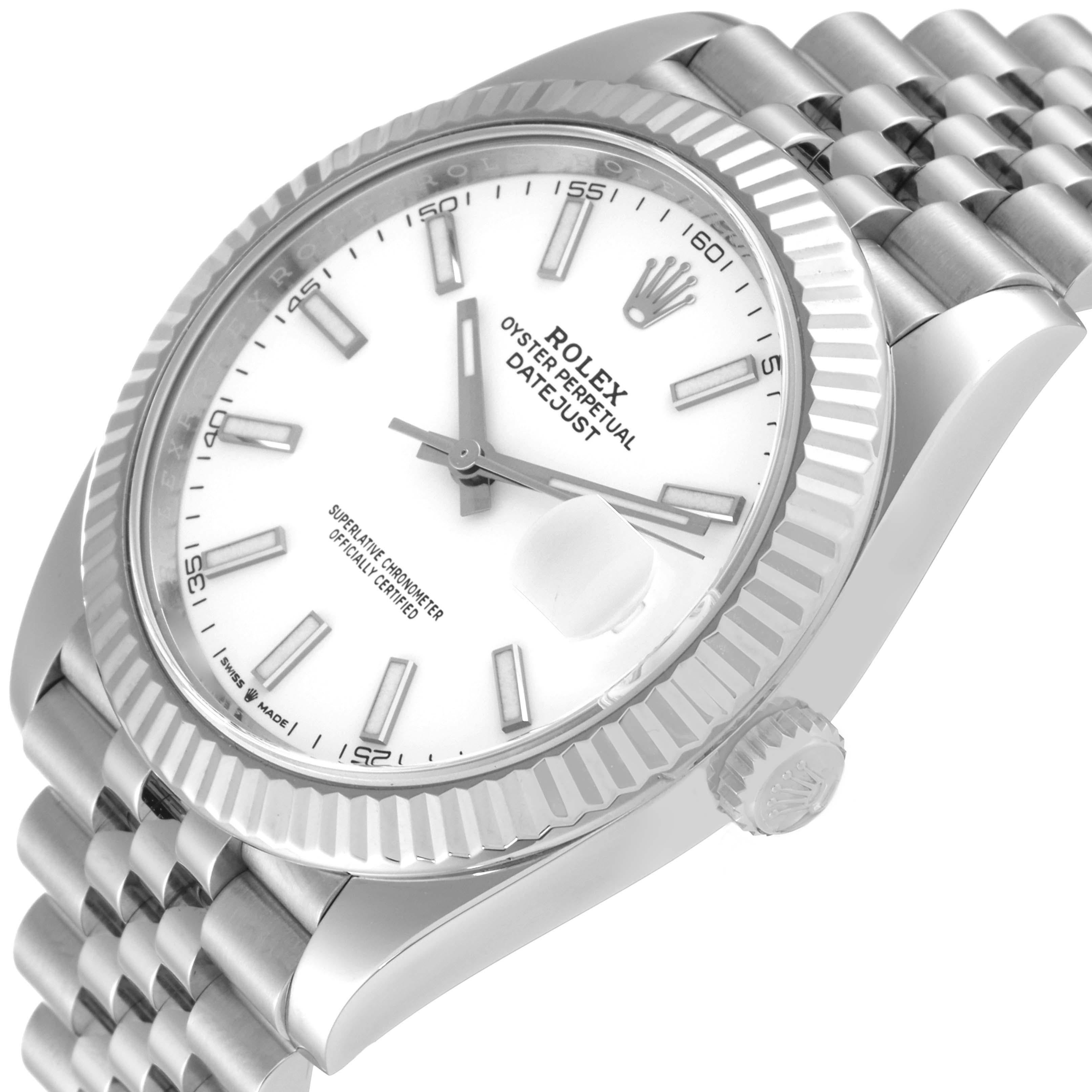Rolex Datejust 41 White Dial Steel Mens Watch 126334 Box Card For Sale 1