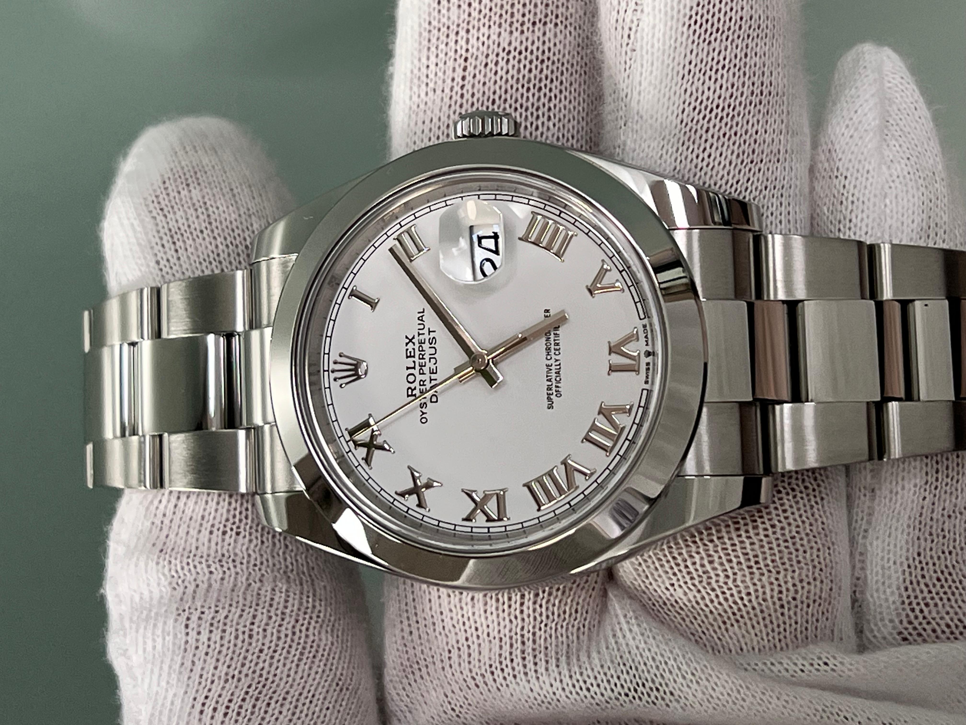 Rolex Datejust 41 White Roman Dial 126300 Stainless Steel Box Paper 2022 1