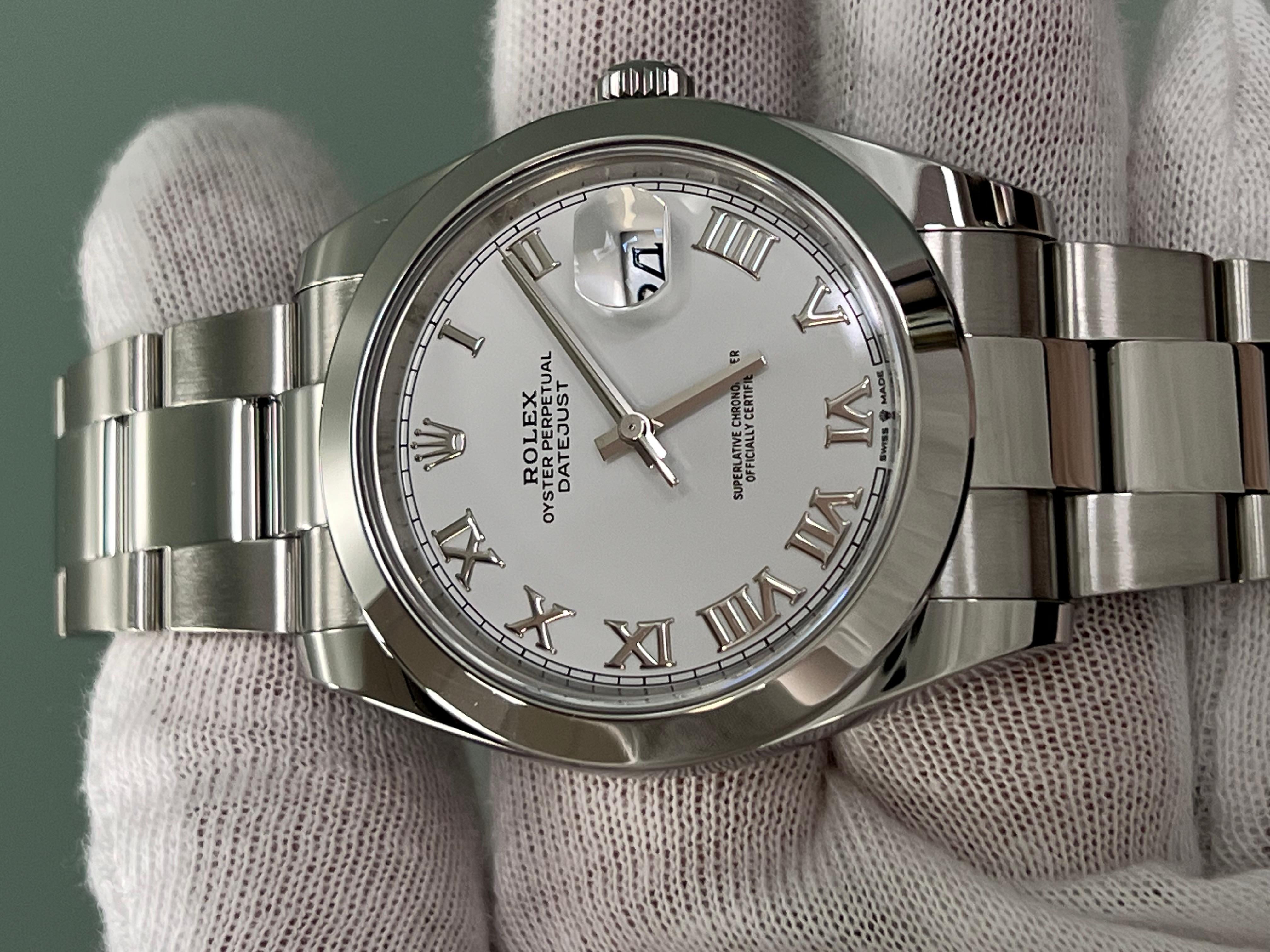 Rolex Datejust 41 White Roman Dial 126300 Stainless Steel Box Paper 2022 2