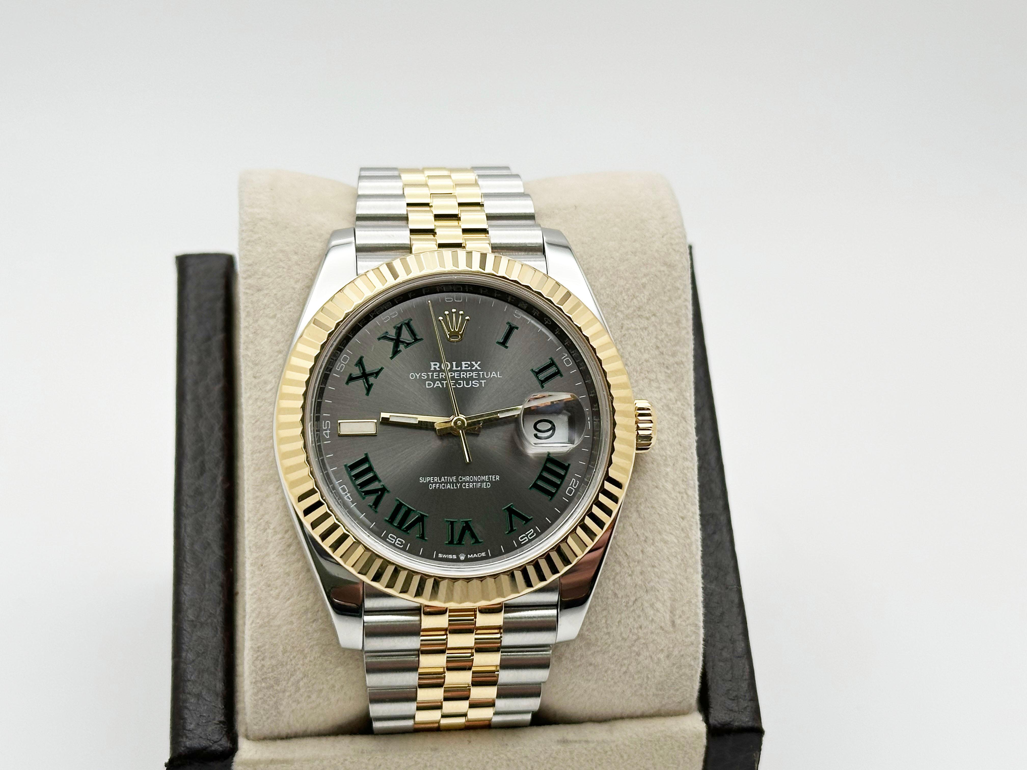 Rolex Datejust 41 Wimbledon 126333 Or jaune 18K Acier inoxydable Boîte papier Pour hommes en vente