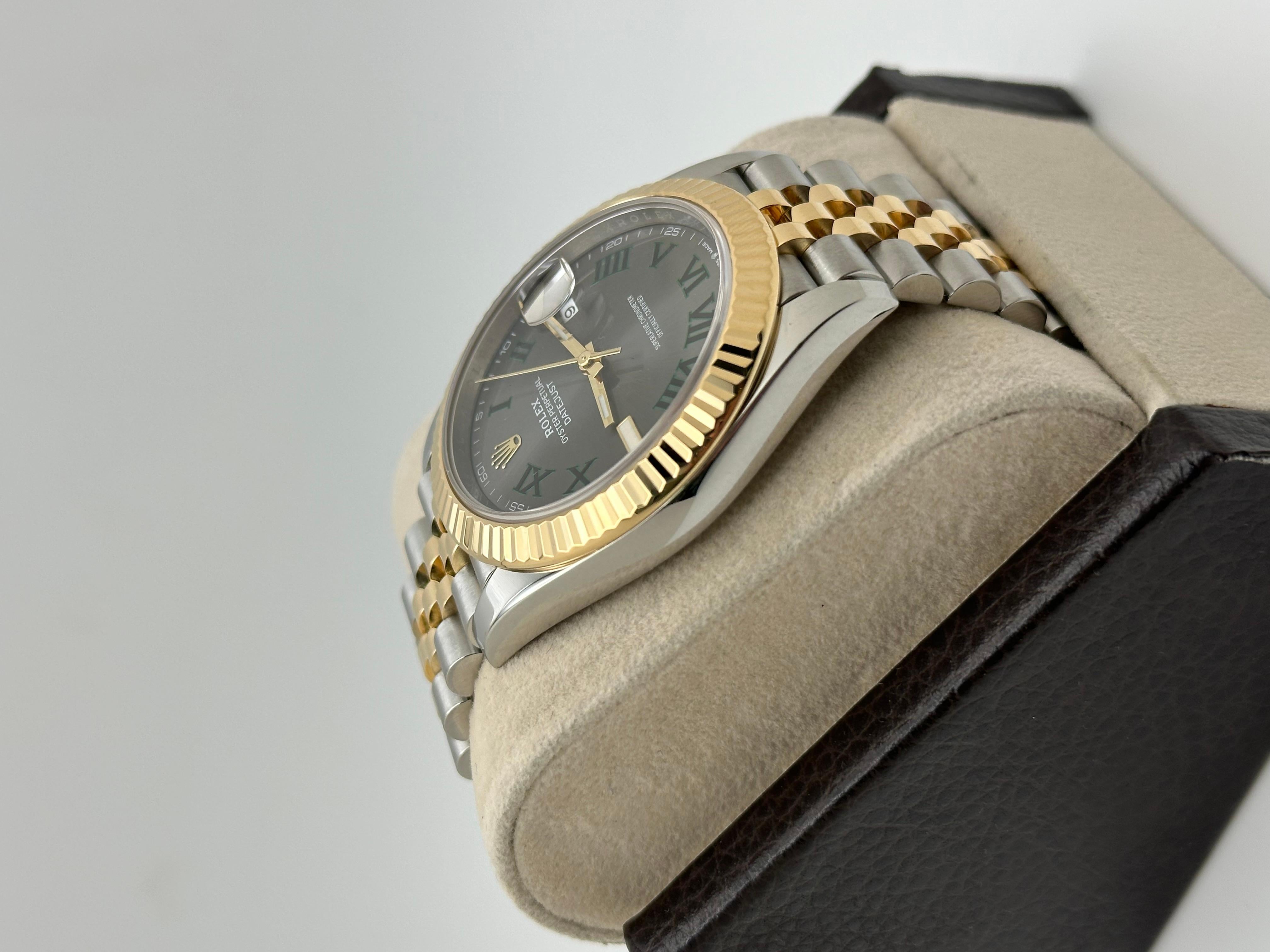Rolex Datejust 41 Wimbledon 126333 Or jaune 18K Acier inoxydable Boîte papier en vente 1