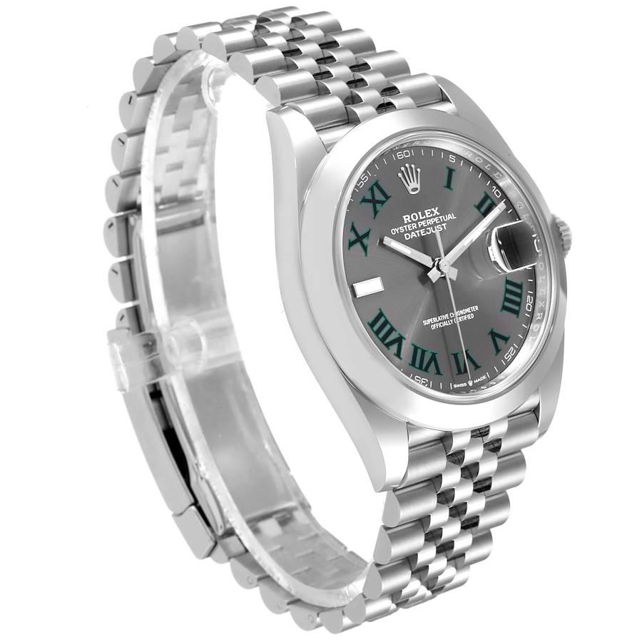 Rolex Datejust 41 Wimbledon Dial Green Numerals Steel Mens Watch 126300 Unworn In Excellent Condition For Sale In Atlanta, GA