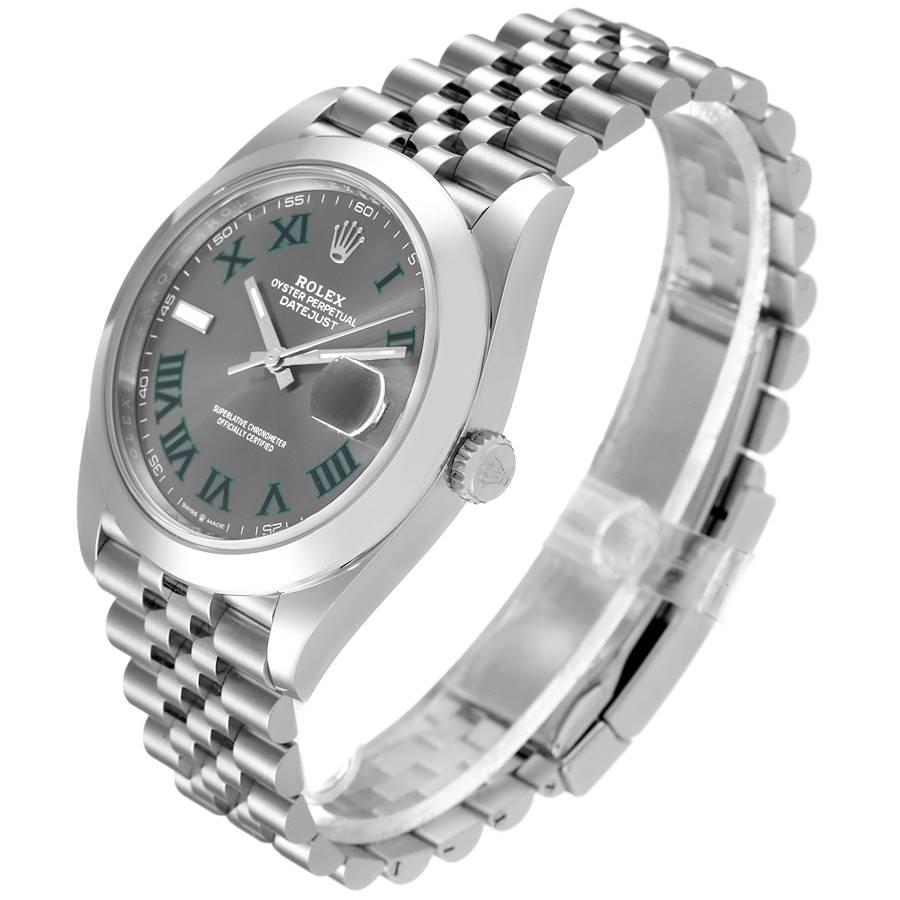 Men's Rolex Datejust 41 Wimbledon Dial Green Numerals Steel Mens Watch 126300 Unworn For Sale