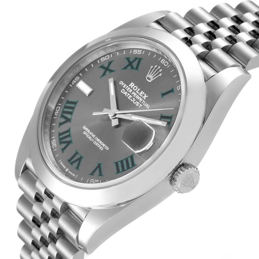 Rolex Datejust 41 Wimbledon Dial Green Numerals Steel Mens Watch 126300 Unworn For Sale 1