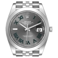 Rolex Datejust 41 Wimbledon Dial Green Numerals Steel Mens Watch 126300 Unworn
