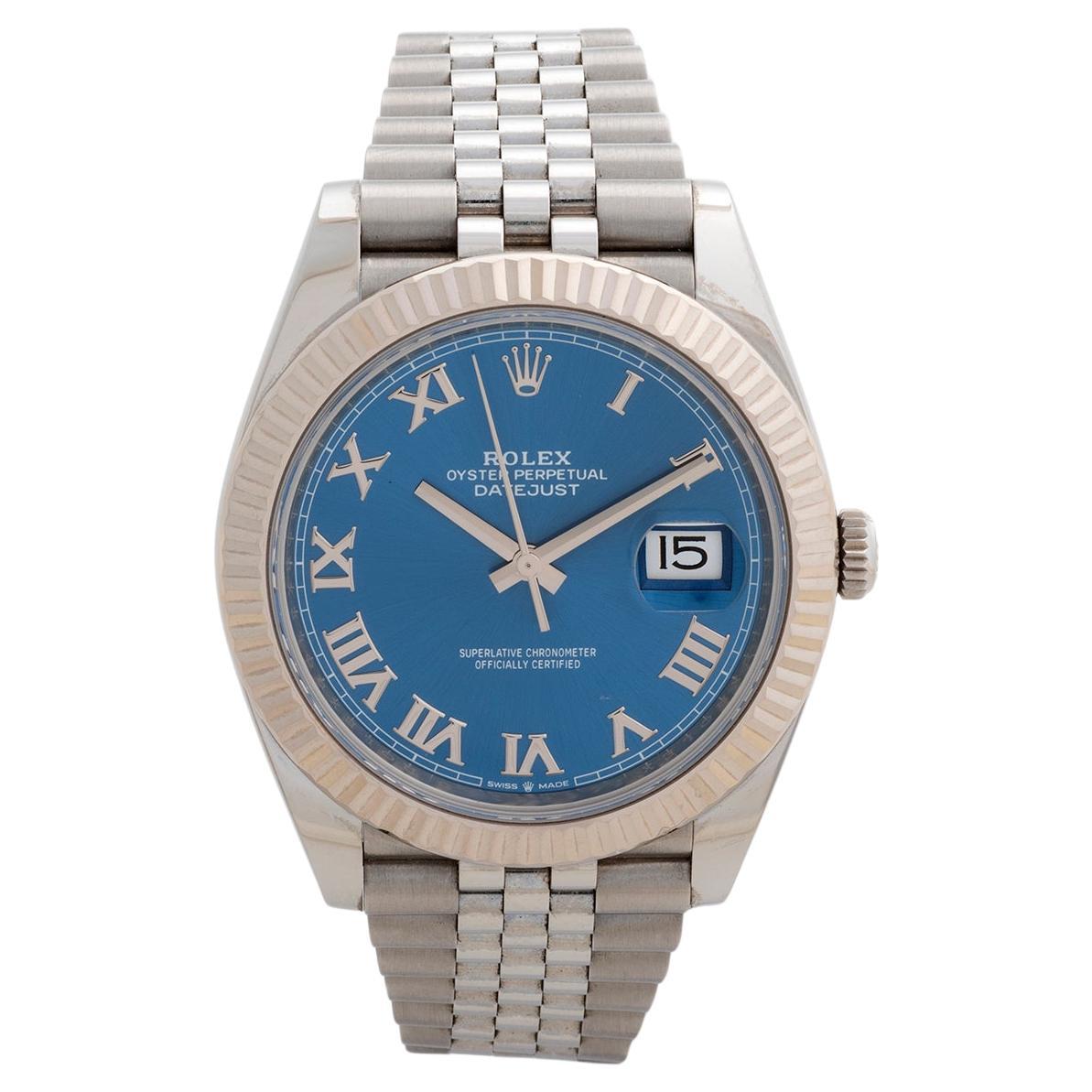 Rolex Datejust 41" Wristwatch Ref 126334, 18K White Gold Bezel, Blue Azzuro...