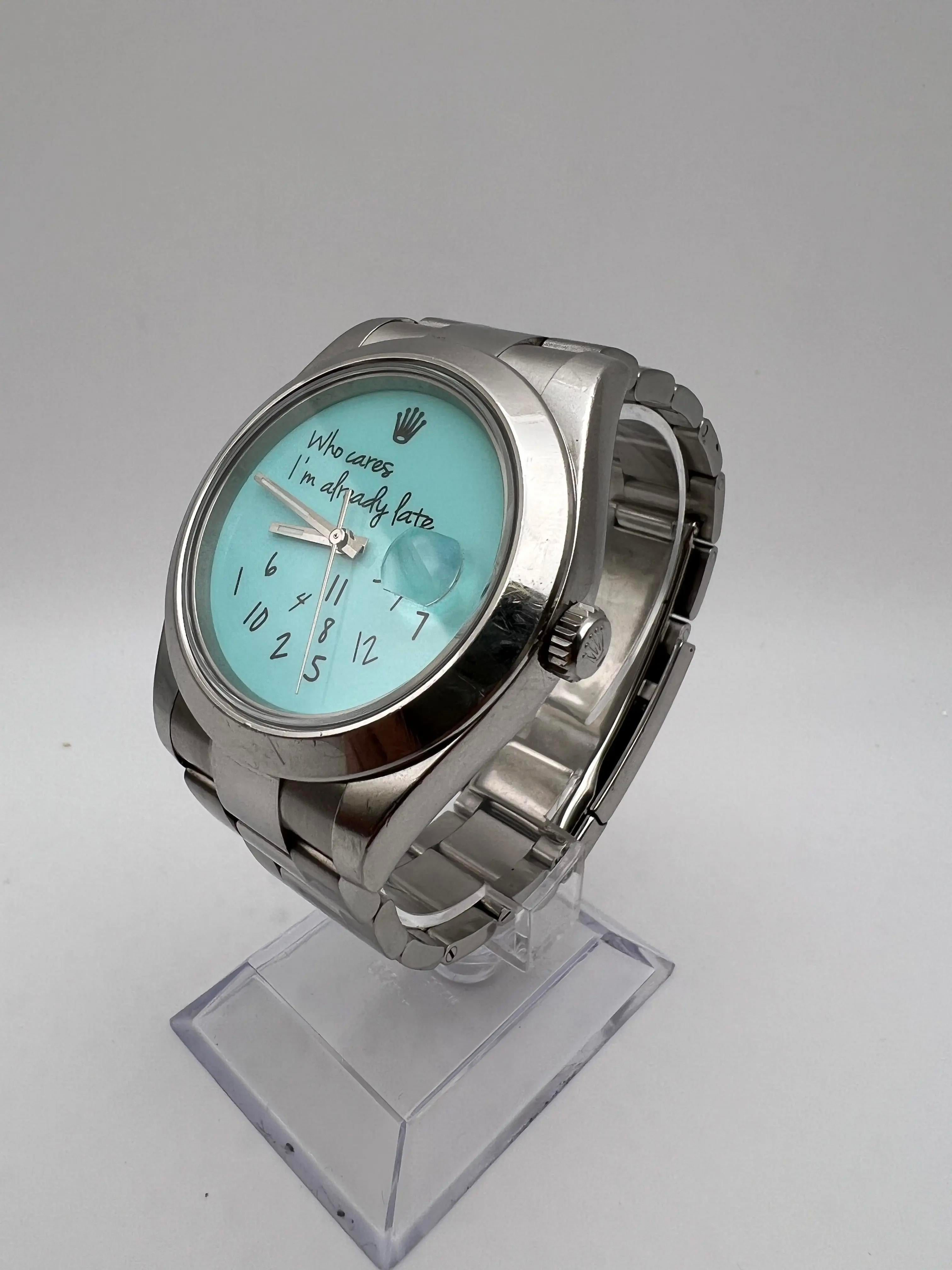 Rolex Datejust 41mm 116300 Custom Turquesa A quién le importa ya llego tarde Dial Card en venta 1