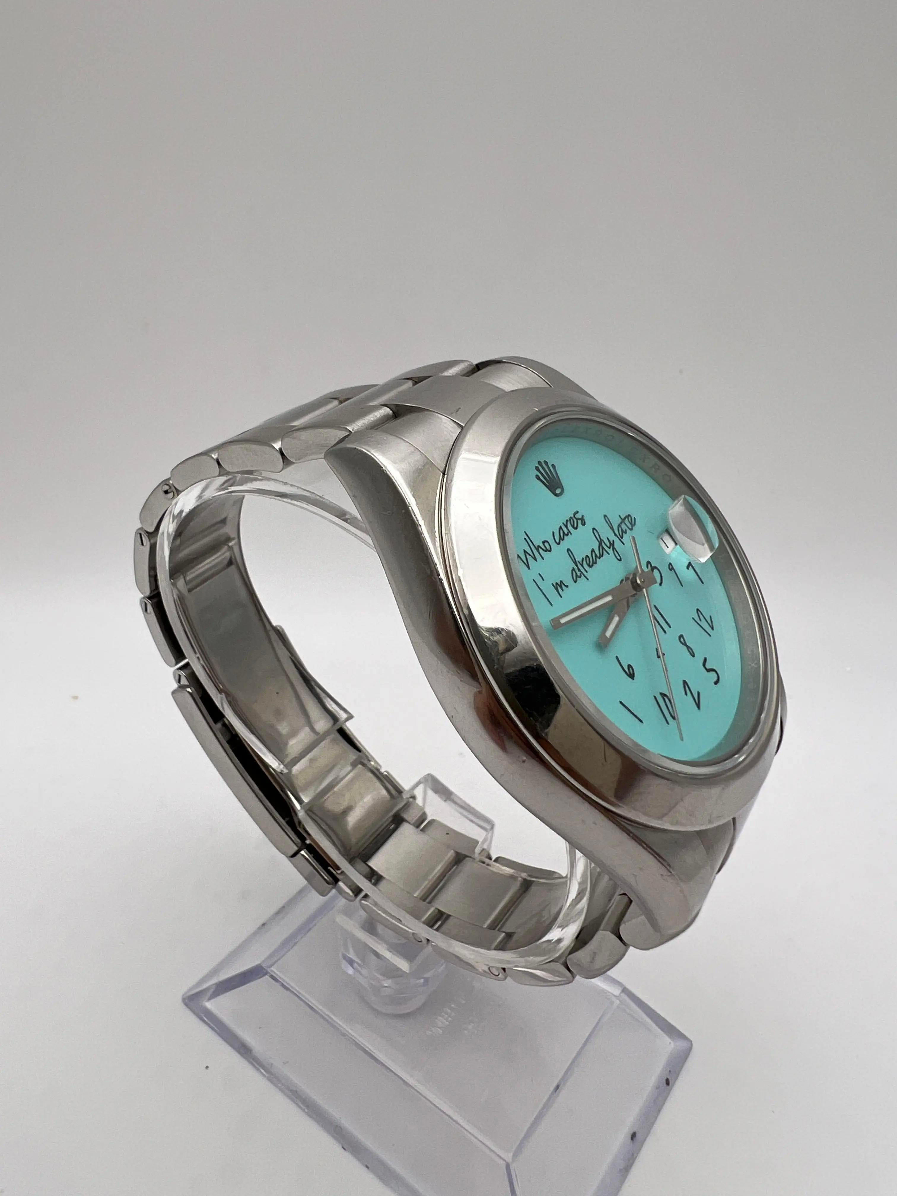 Femenino o masculino Rolex Datejust 41mm 116300 Custom Turquesa A quién le importa ya llego tarde Esfera en venta