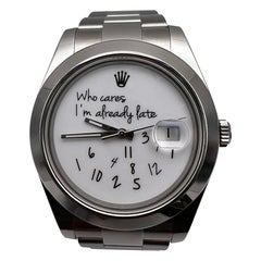 Rolex Datejust 41mm 116300 Custom Who Cares I'm Already Late White Dial