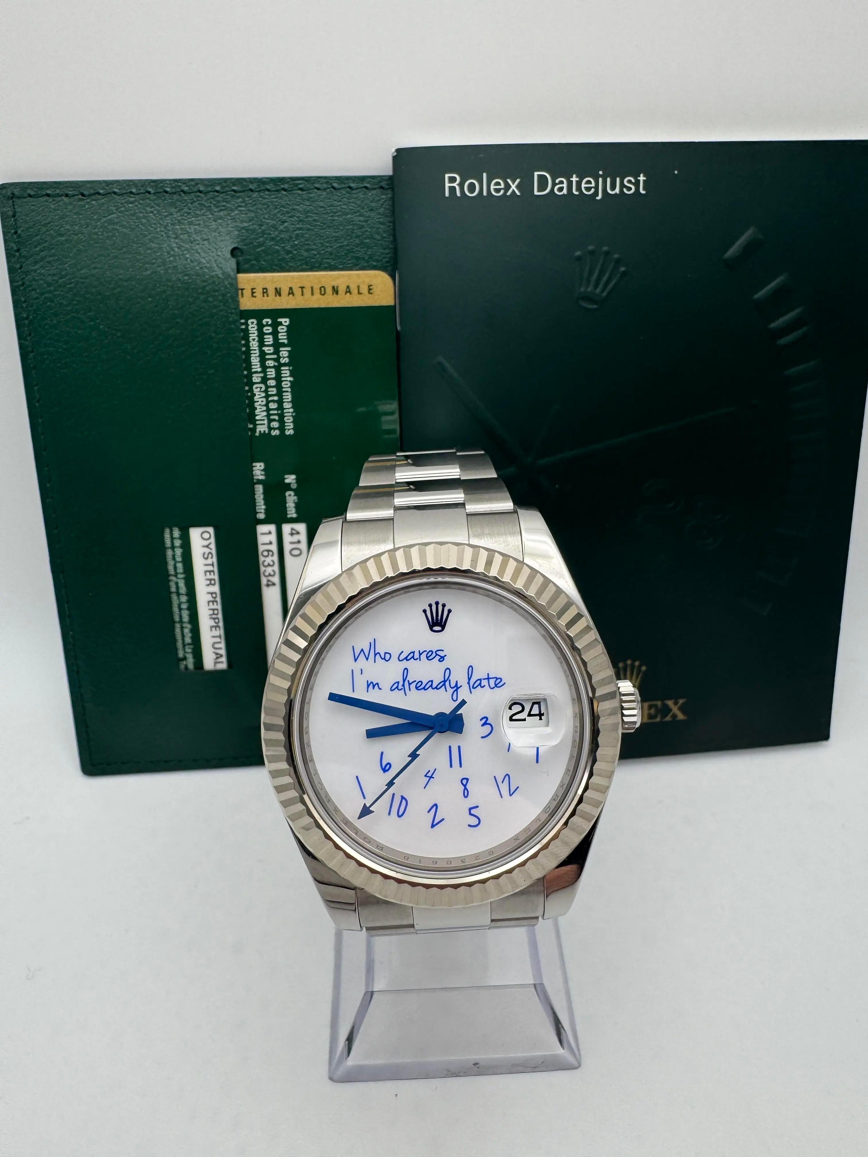 Il Rolex Datejust II, referenza 116334, presenta un quadrante bianco personalizzato 