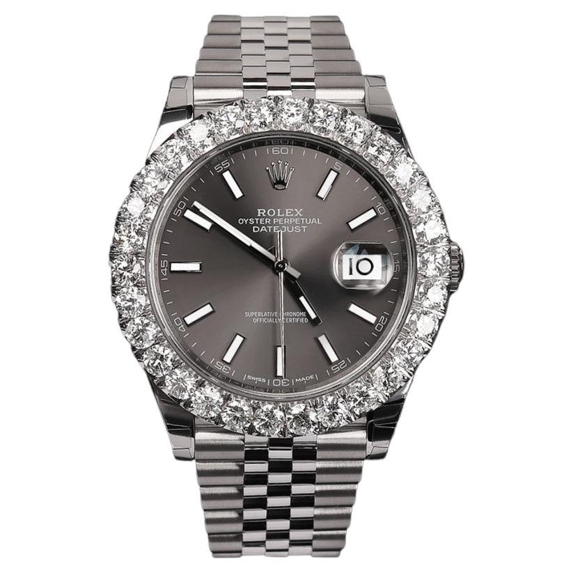 Rolex Datejust 126300RSJ Stainless Steel Watch Diamond Bezel 'Dark Rhodium' For Sale