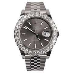 Used Rolex Datejust 126300RSJ Stainless Steel Watch Diamond Bezel 'Dark Rhodium'