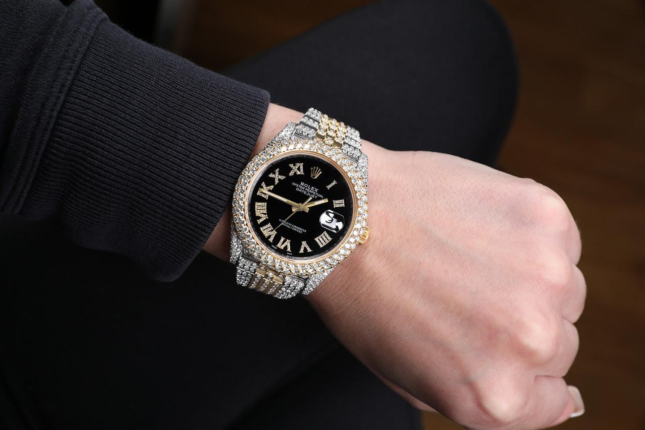 Rolex Montre Datejust 126303 personnalisée en or jaune et acier inoxydable avec diamants en vente 2