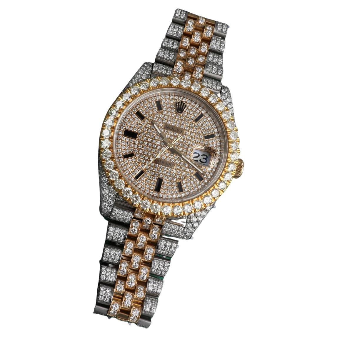 Rolex Montre Datejust 41 mm en or jaune et acier inoxydable avec diamants personnalisés 126303