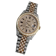 Rolex Datejust 41mm 126303 Maßgefertigte Diamant-Uhr aus Gelbgold und Edelstahl