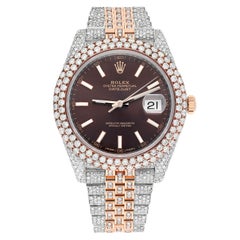 Rolex Datejust 41mm 126331 Roségold und Edelstahl Fully Iced Out Uhr