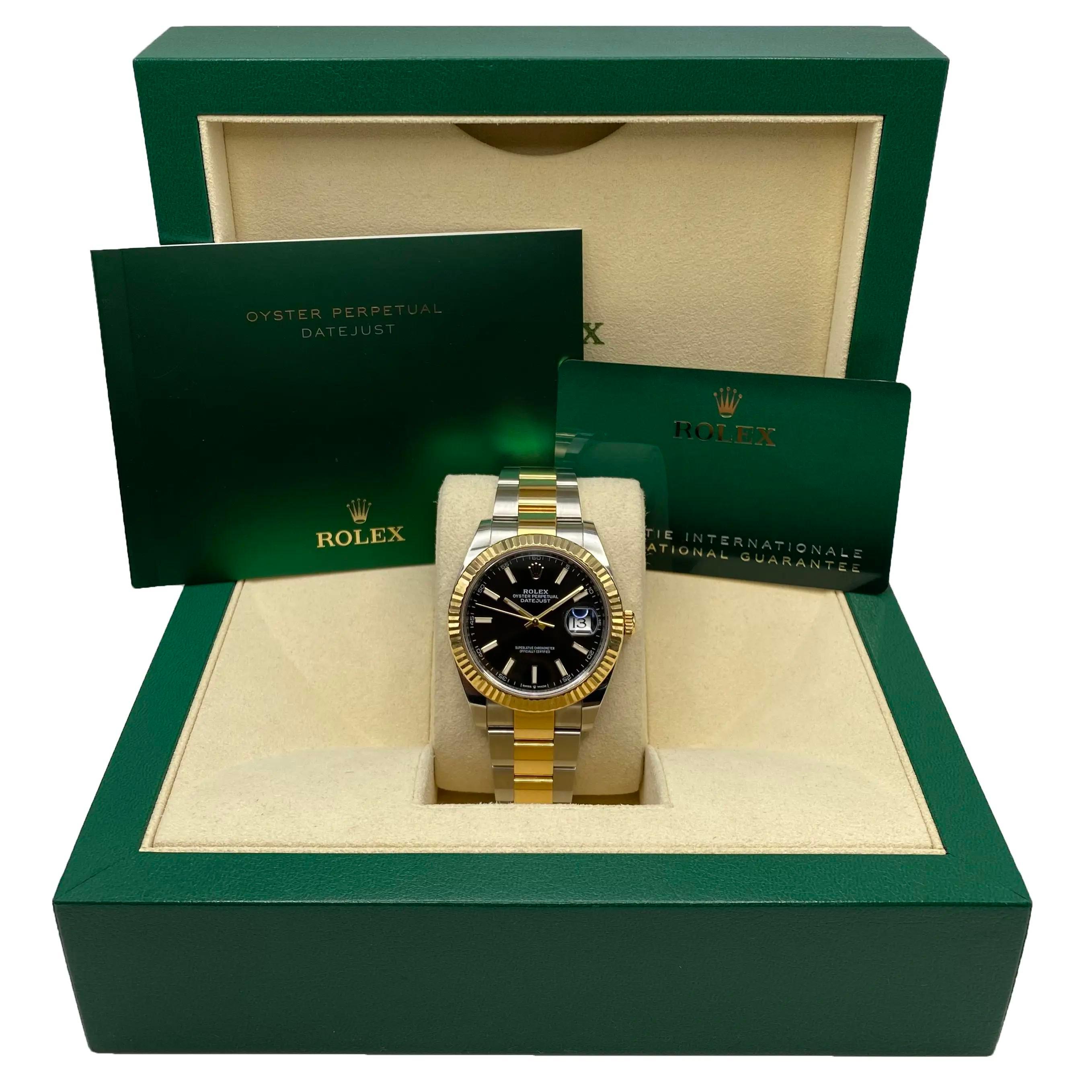 Rolex Datejust 41mm 126333 Yellow Gold Steel Black Dial Automatic Watch B&P