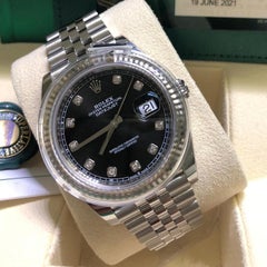 Rolex Datejust 126334 Fluted Bezel Black Dial Diamond Jubilee Band Watch