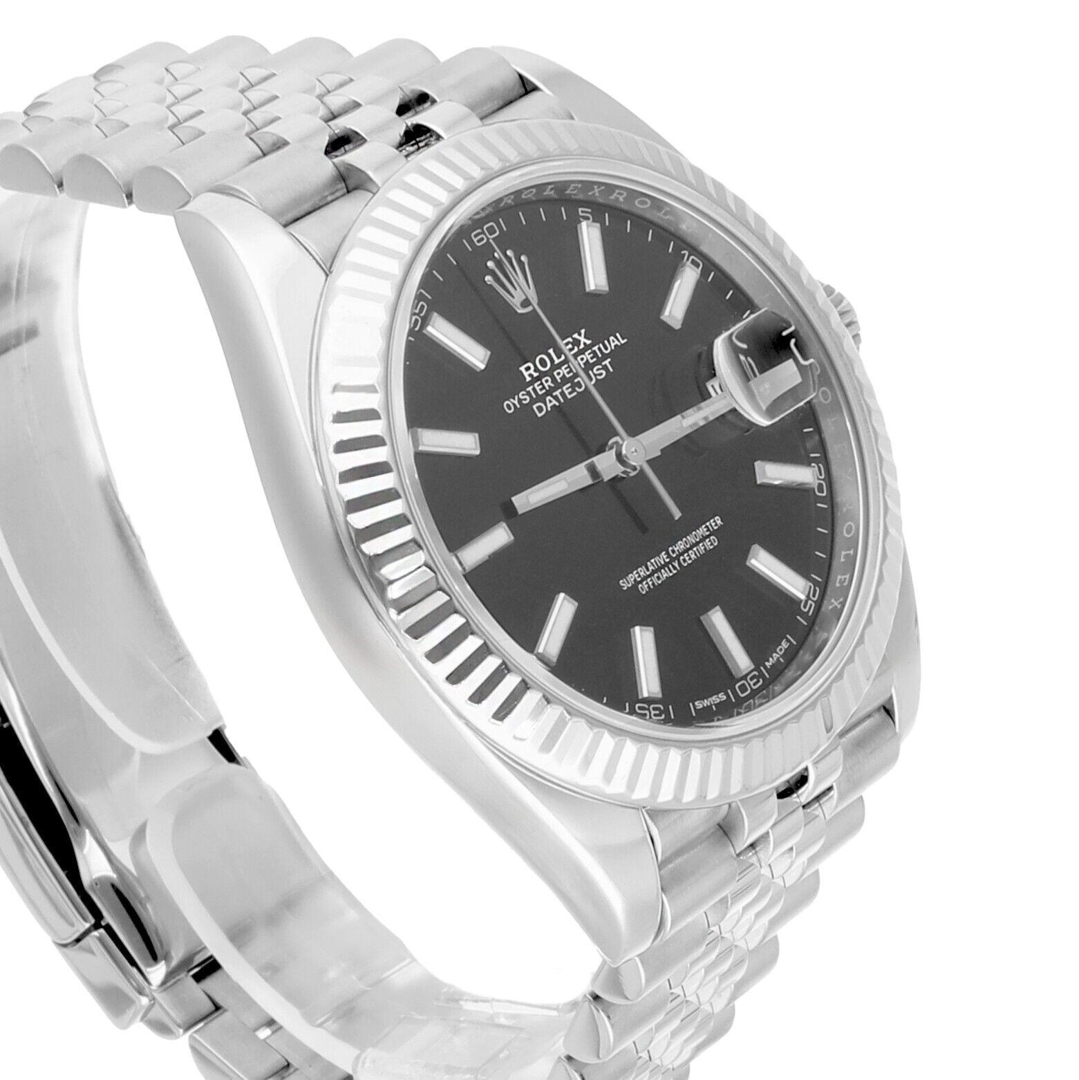 Rolex Datejust 41mm 126334 Fluted Bezel Black Dial Jubilee Bracelet Complete In Excellent Condition In New York, NY