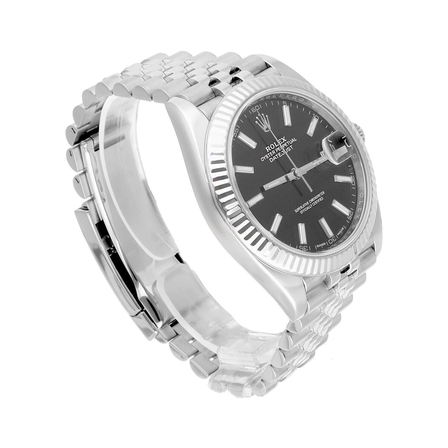 Men's Rolex Datejust 41mm 126334 Fluted Bezel Black Dial Jubilee Bracelet Complete