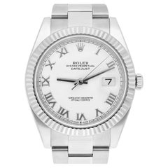 Rolex Datejust 41mm 126334 Fluted Bezel White Roman Dial Oyster Bracelet