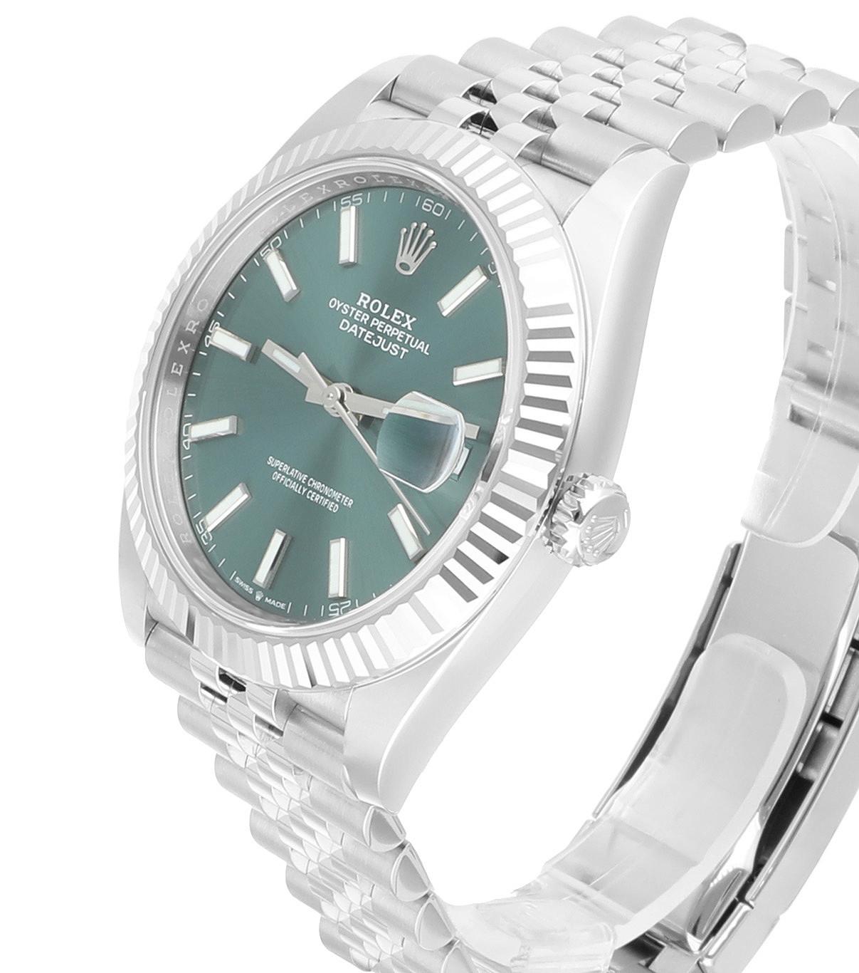 Rolex Datejust 41mm 126334 Jubiläumsarmband mit grünem Zifferblatt, komplett 2023 im Zustand „Neu“ in New York, NY
