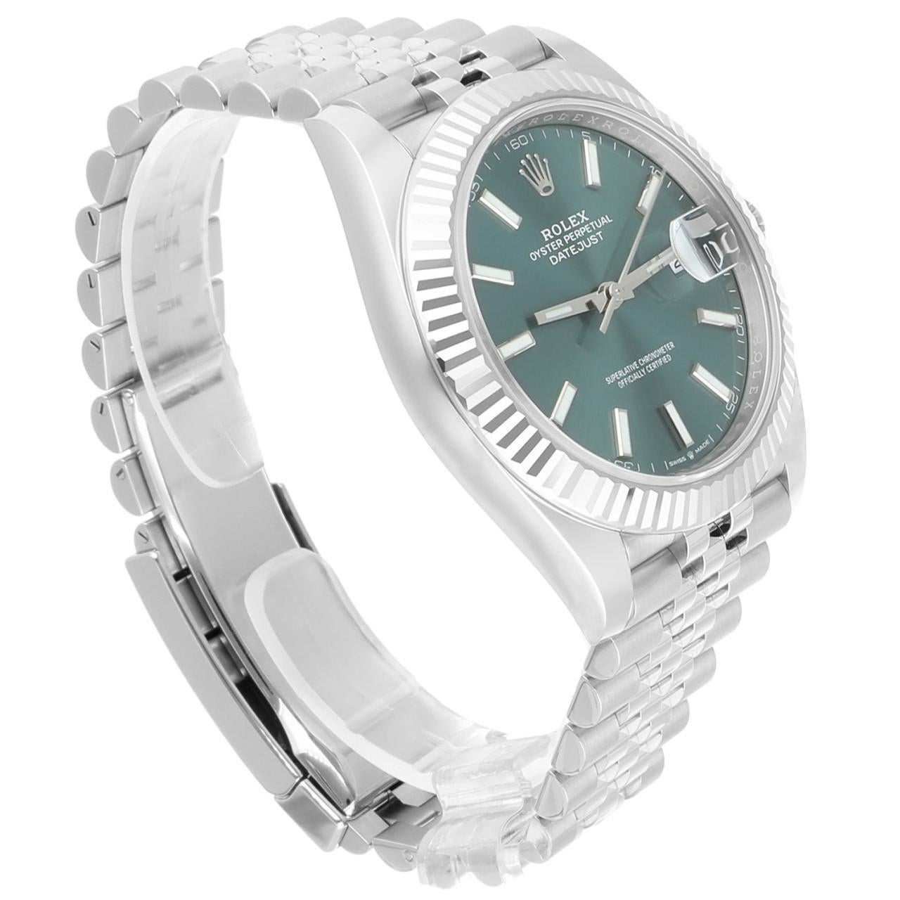 Rolex Datejust 41mm 126334 Jubiläumsarmband mit grünem Zifferblatt, komplett 2023 2