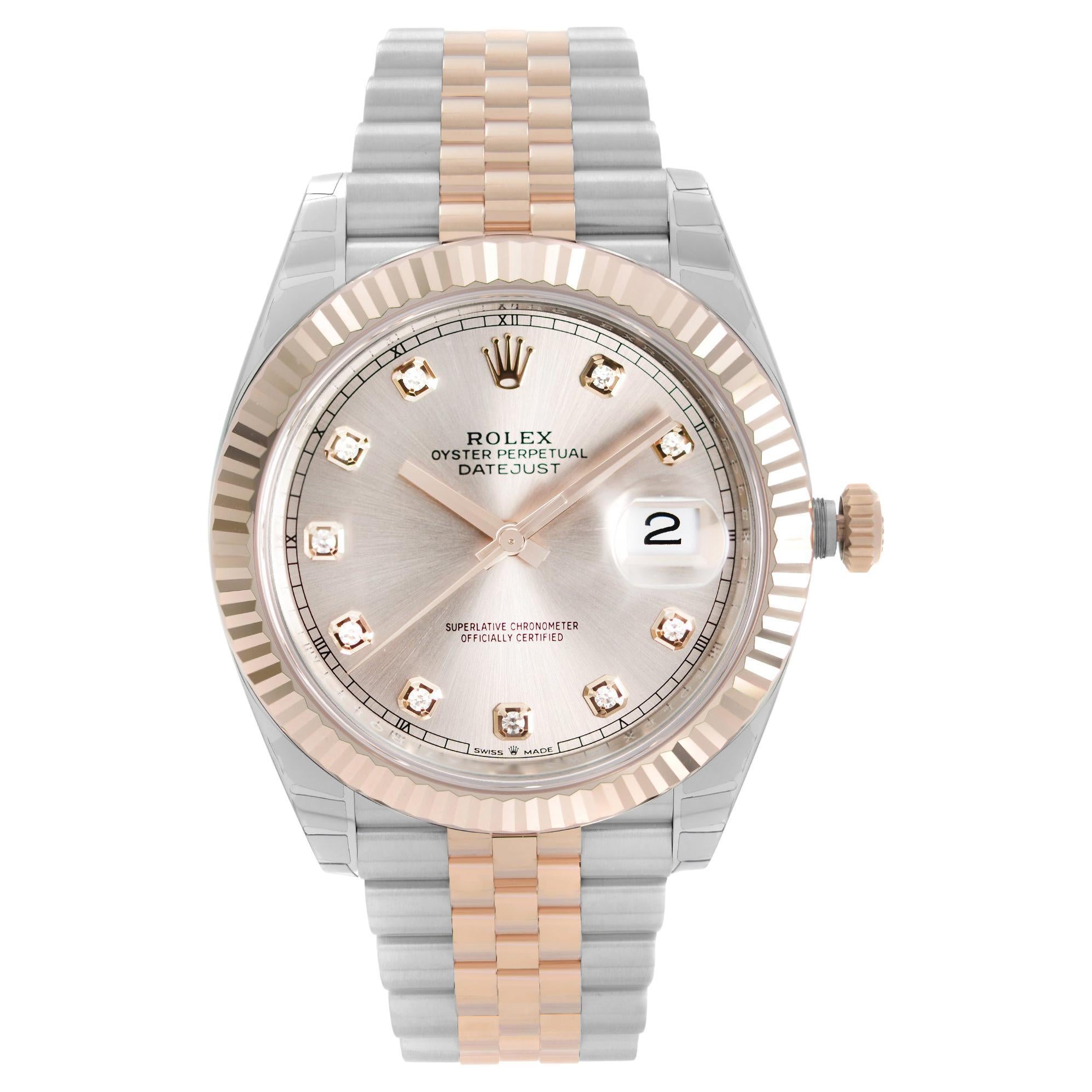 Rolex Datejust 18k Everose Gold Steel Pink Dial Mens Automatic Watch 126331
