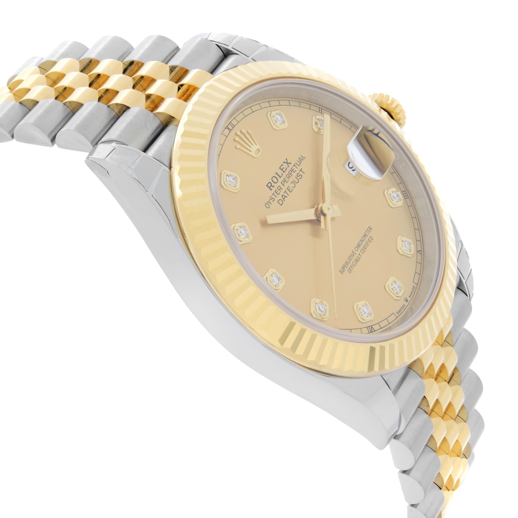 Rolex Datejust 18k Gold Steel Champagne Diamond Dial Men's Watch 126333 1