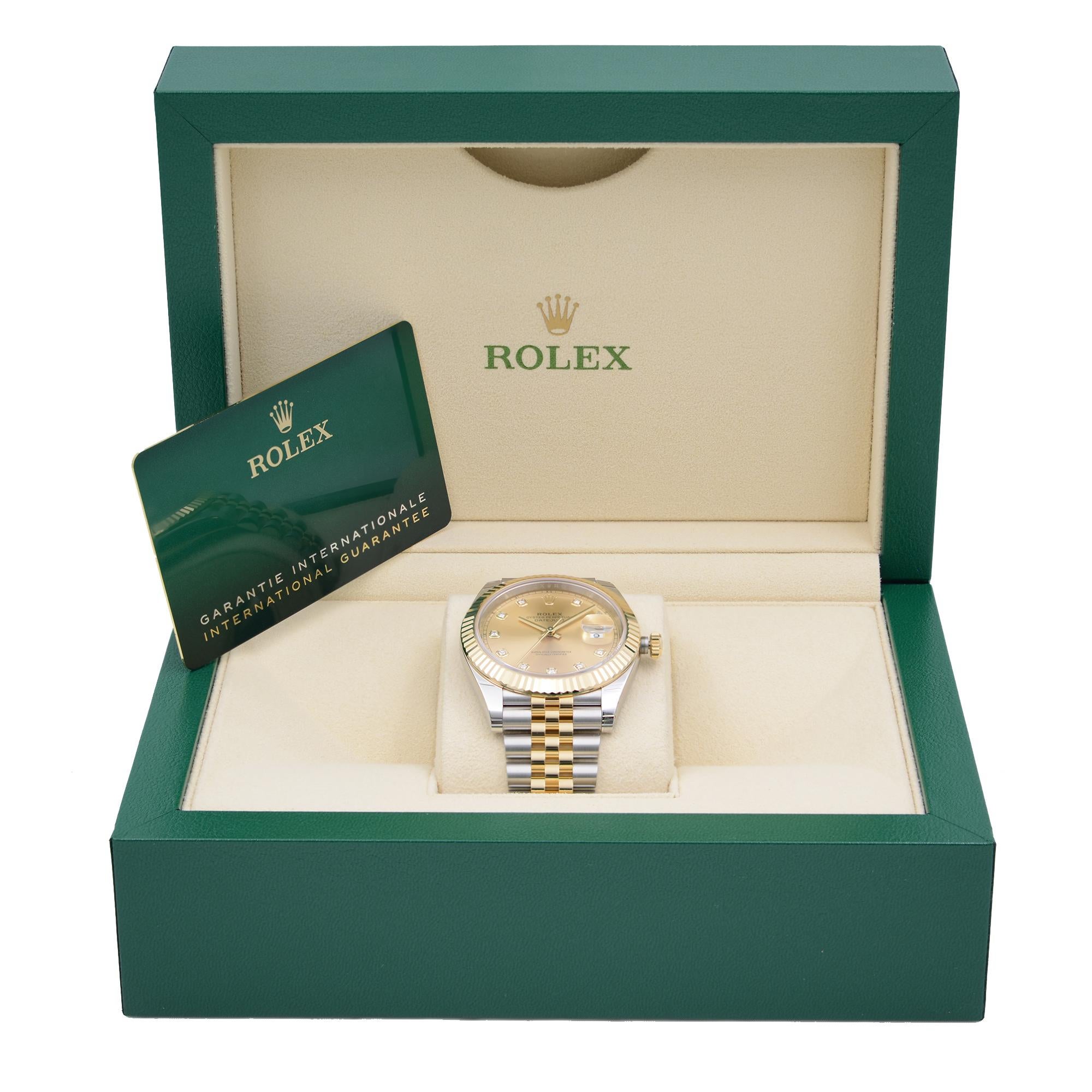 Rolex Datejust 18k Gold Steel Champagne Diamond Dial Men's Watch 126333 4