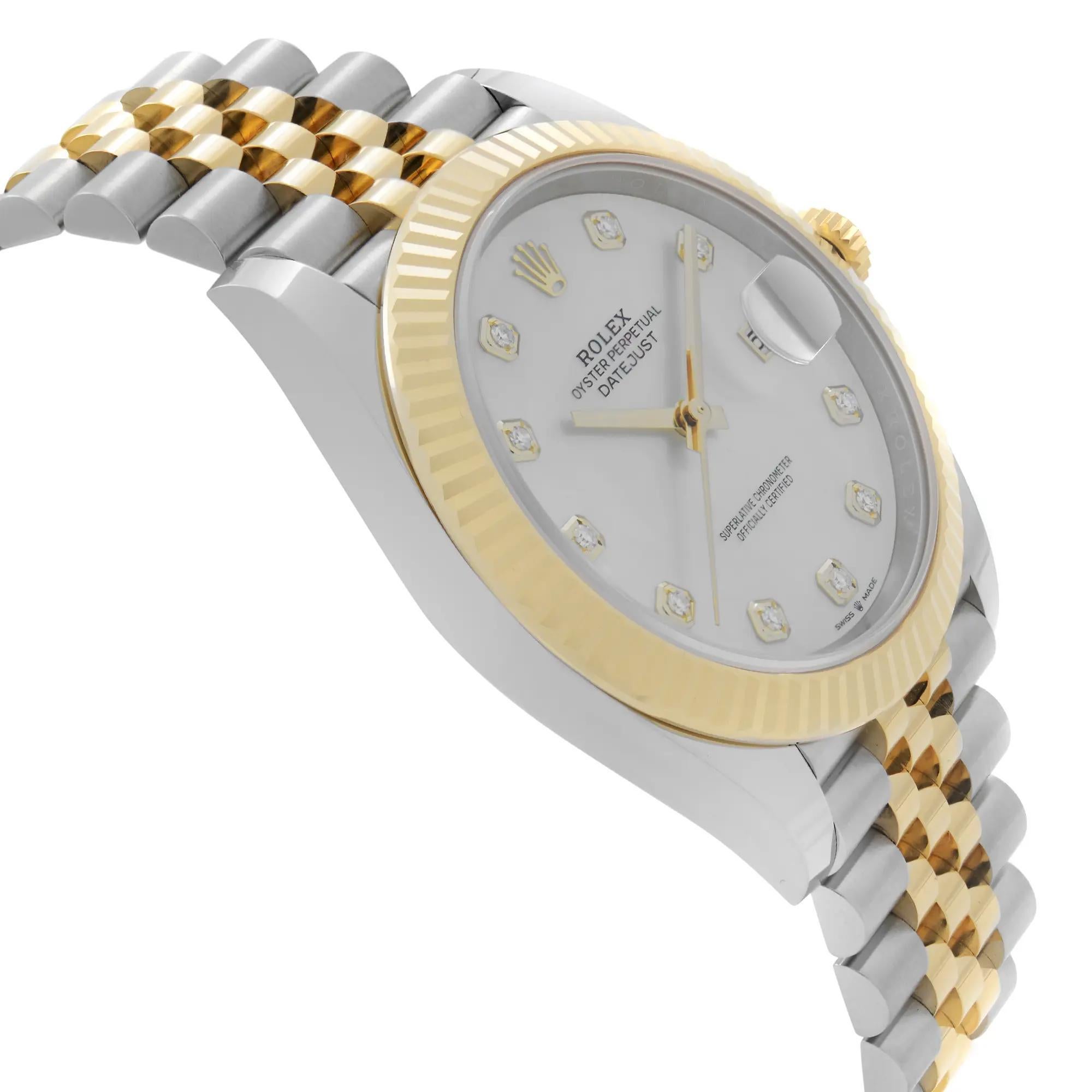 Women's or Men's Rolex Datejust 41mm 18k gold Steel MOP Diamond Dial Jubilee Mens Watch 126333 For Sale