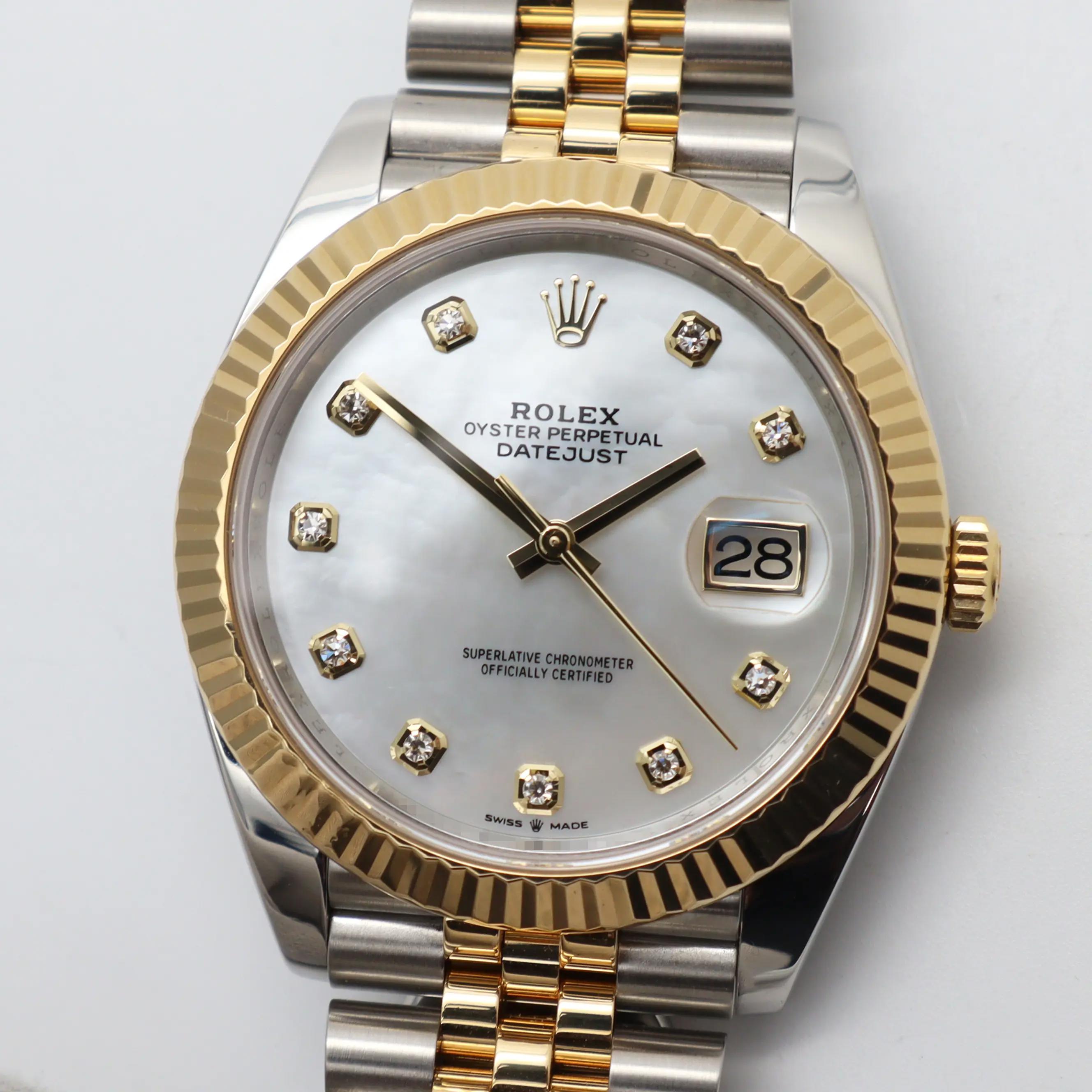 Rolex Datejust 41mm 18k gold Steel MOP Diamond Dial Jubilee Mens Watch 126333 For Sale 4