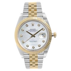 Rolex Montre Datejust 41 mm en or 18 carats avec cadran MOP et diamants pour hommes 126333