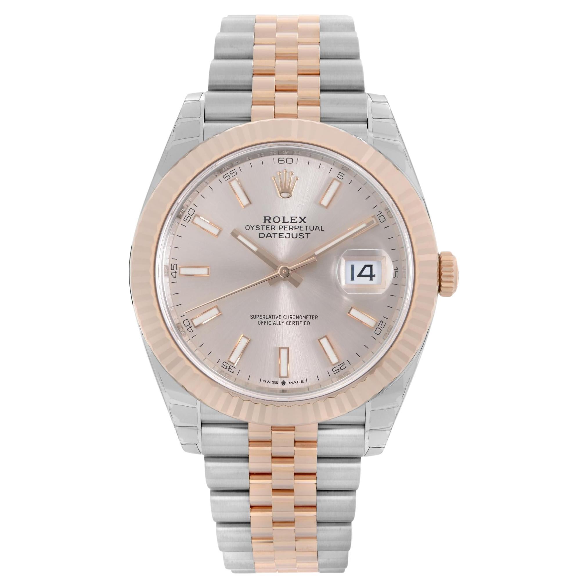 Rolex Datejust 18k Rose Gold Steel Sundust Dial Automatic Mens Watch 126331