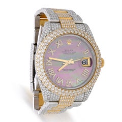 Rolex Datejust 41mm 18K Two-Tone 20 Carat Diamond Bust Down MOP Dial Iced Watch