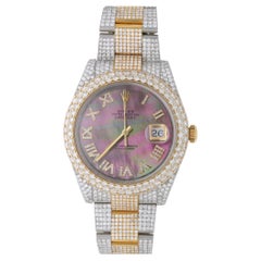Rolex Datejust 41mm 18K Two-Tone 20 Carat Diamond Bust Down MOP Dial Iced Watch