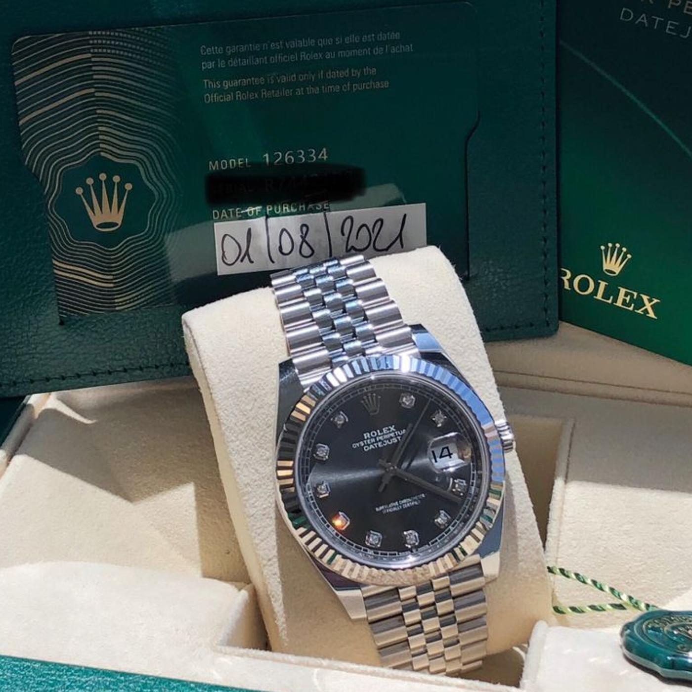 Rolex Datejust 18K Weißgold dunkel Rhodium Diamant-Zifferblatt Jubilee 126334 5
