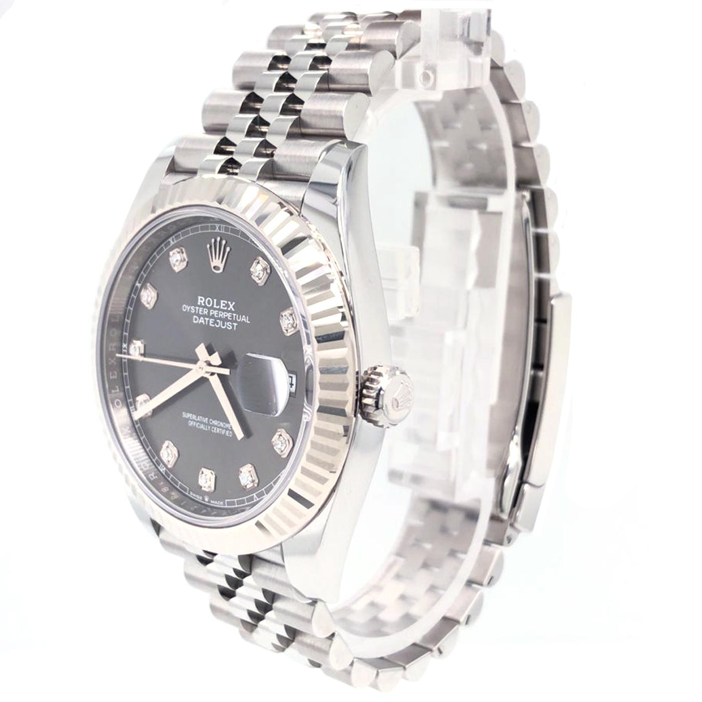 Rolex Datejust 18K Weißgold dunkel Rhodium Diamant-Zifferblatt Jubilee 126334 im Zustand „Neu“ in Aventura, FL