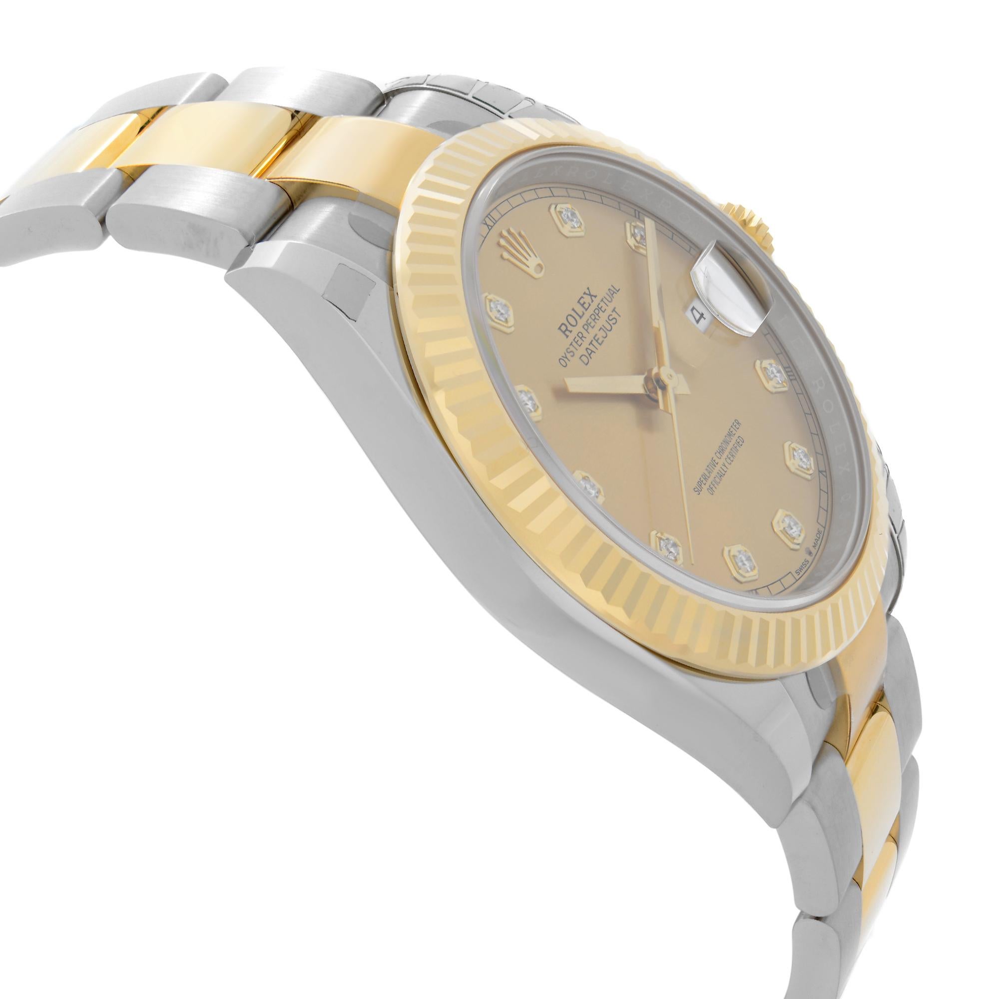 Men's Rolex Datejust 18K Yellow Gold Champagne Diamond Dial Mens Watch 126333